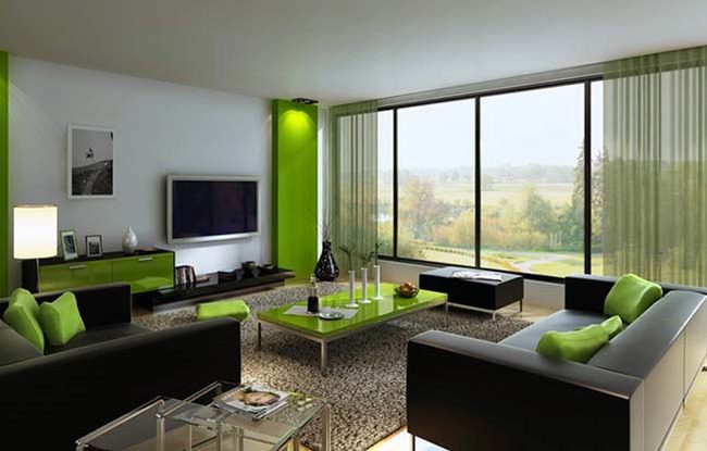 Ý tưởng thiết kế nội thất,phòng khách đẹp ,với tông màu xanh lá 1