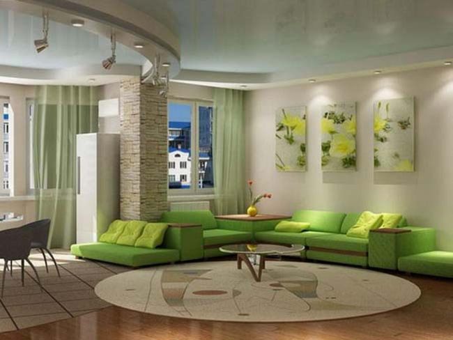 Ý tưởng thiết kế nội thất,phòng khách đẹp ,với tông màu xanh lá 2