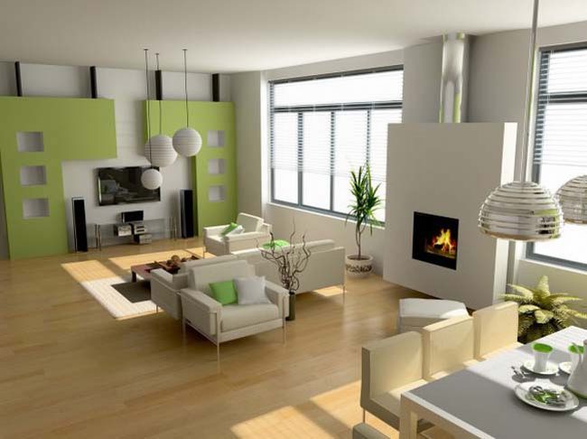Ý tưởng thiết kế nội thất,phòng khách đẹp ,với tông màu xanh lá 3