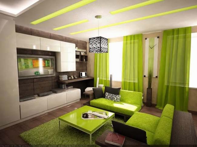Ý tưởng thiết kế nội thất,phòng khách đẹp ,với tông màu xanh lá 9