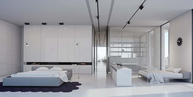 Tham quan thiết kế căn hộ penthouse với tông màu trắng cực sang trọng 10