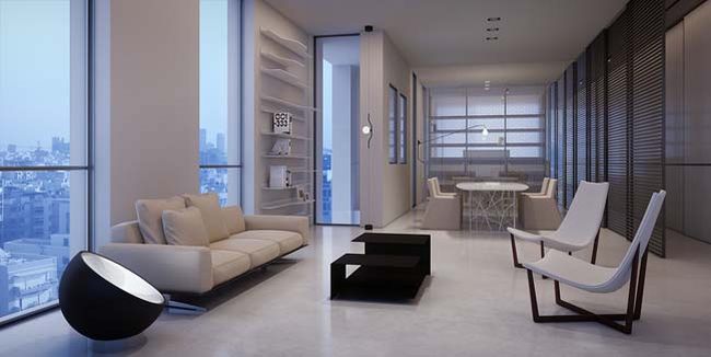 Tham quan thiết kế căn hộ penthouse với tông màu trắng cực sang trọng 14