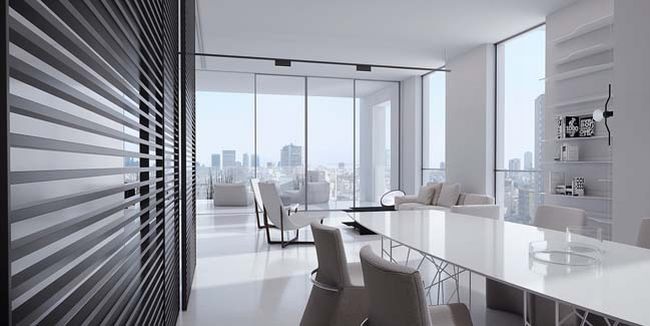 Tham quan thiết kế căn hộ penthouse với tông màu trắng cực sang trọng 3