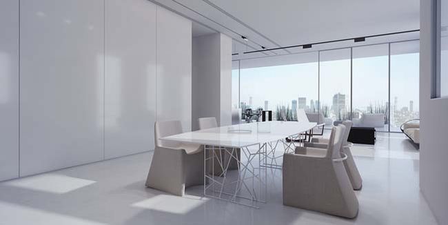 Tham quan thiết kế căn hộ penthouse với tông màu trắng cực sang trọng 6