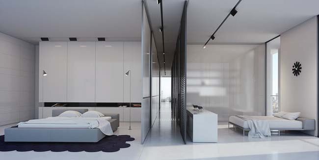 Tham quan thiết kế căn hộ penthouse với tông màu trắng cực sang trọng 9