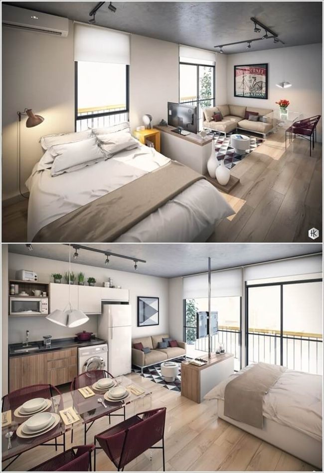 Thiết kế phòng khách kết hợp phòng ngủ cho không gian nhỏ 10