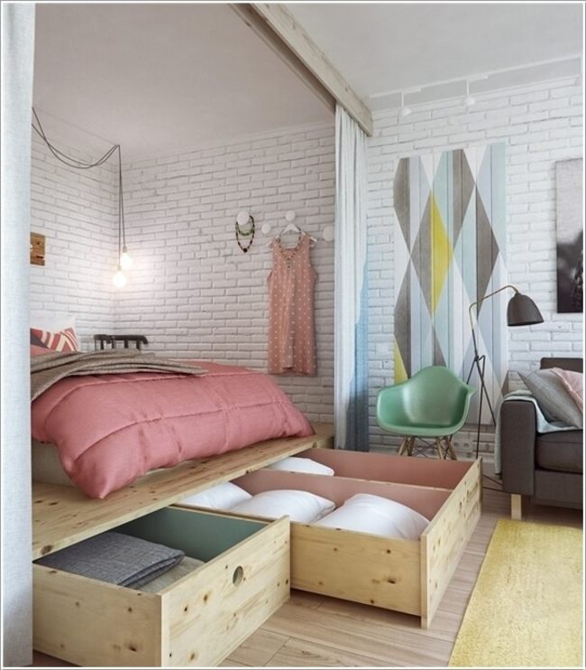 Thiết kế phòng khách kết hợp phòng ngủ cho không gian nhỏ 54