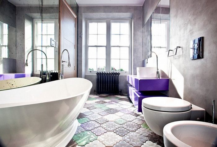 Thiết kế phòng tắm quyến rũ với màu tím 5