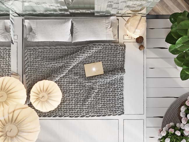 Mẫu phòng ngủ đẹp lấy đan thêu làm chủ đề