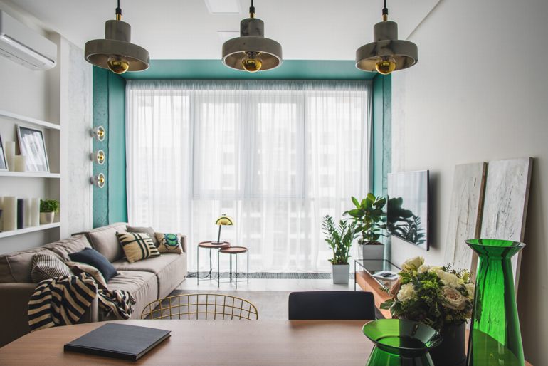 Thiết kế nội thất căn hộ cao cấp sang trọng hiện đại xanh vàng 2