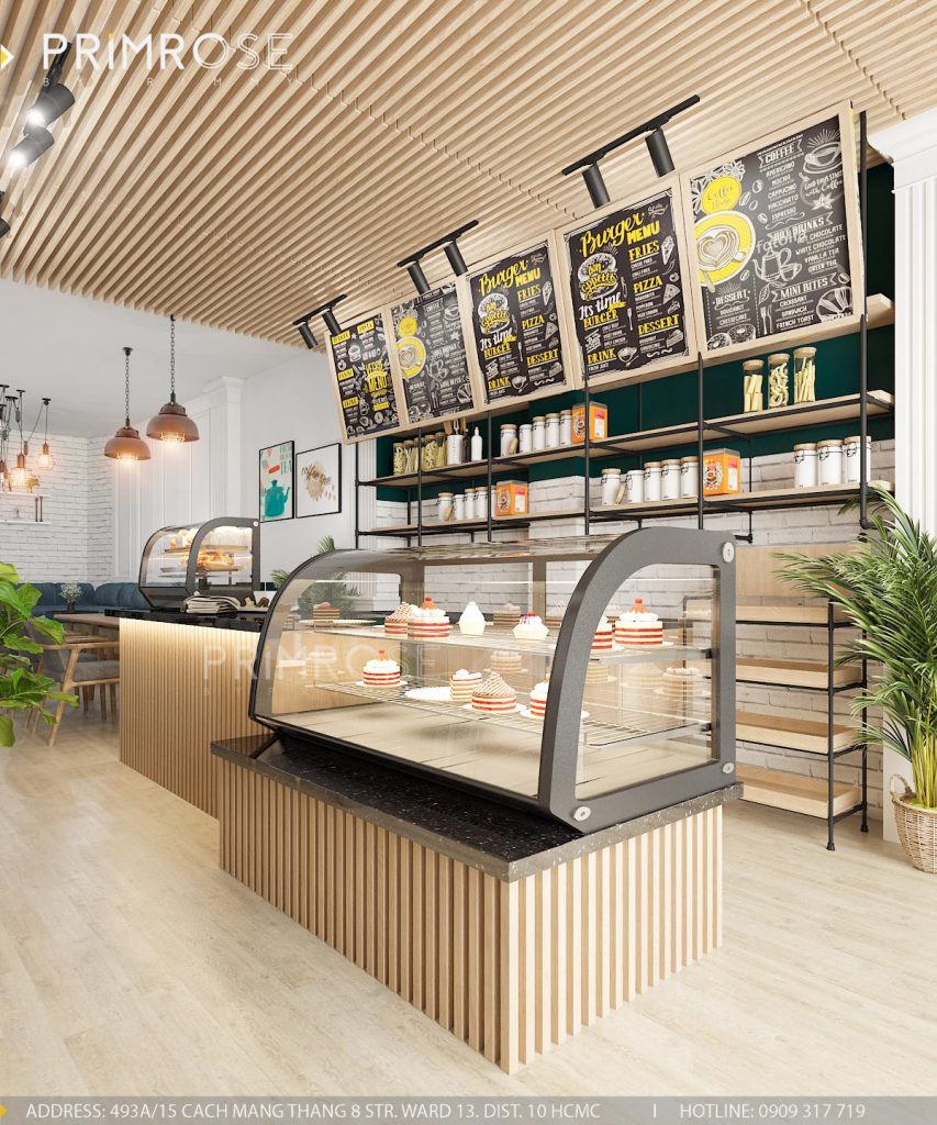 Báo giá thiết kế thi công cafe bánh,Dự án Thiên Bakery 3