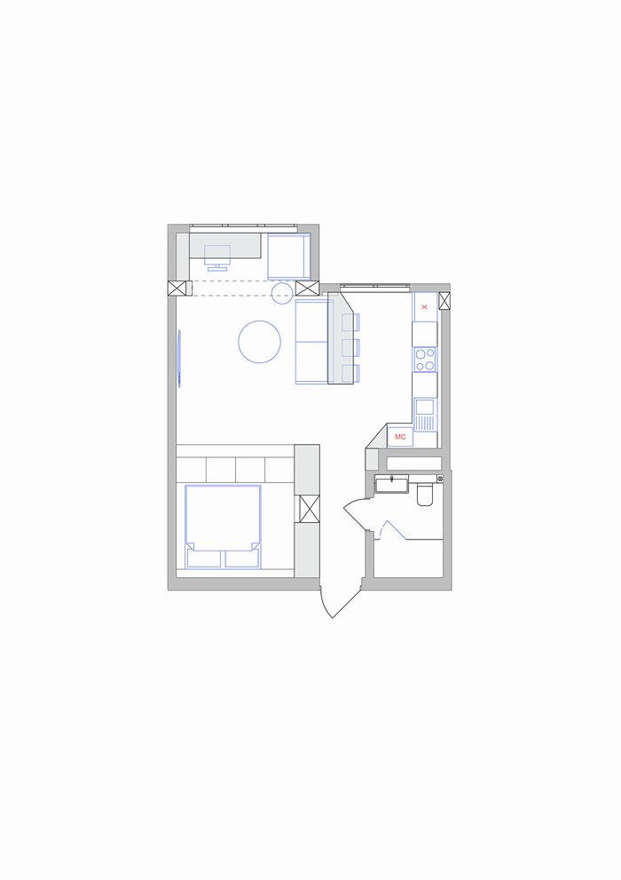 Mẫu thiết kế nội thất cho căn hộ chung cư 45m2 18