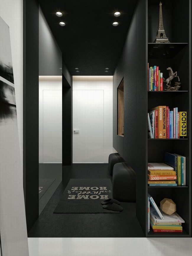 Ý tưởng thiết kế cho căn hộ xinh xắn với tông màu trắng đen 2