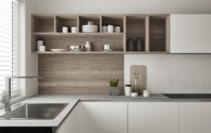 thiết kế nhà bếp những tủ gỗ hiện đại