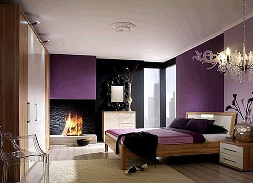 Hình ảnh phòng ngủ,cực xinh khi kết hợp,3 sắc màu đen trắng và tím