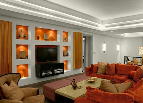 Nội thất phòng khách đẹp,không gian ấn tượng lôi cuốn,phối hai gam màu trắng và cam