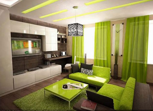 Ý tưởng thiết kế nội thất,phòng khách đẹp ,với tông màu xanh lá