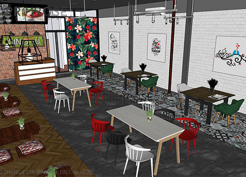 Dự án thiết kế thi công quán cafe BINGSU CÔ CHỦ NHỎ