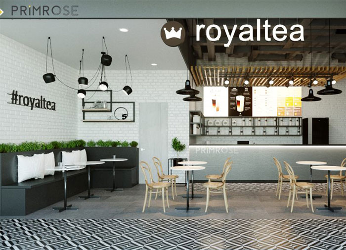 Thiết kế thi công quán trà sữa Royaltea Chuỗi trà sữa hút khách tại TPHCM