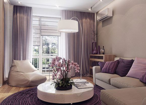 Ý tưởng thiết kế nội thất căn hộ màu tím quyến rũ ấn tượng