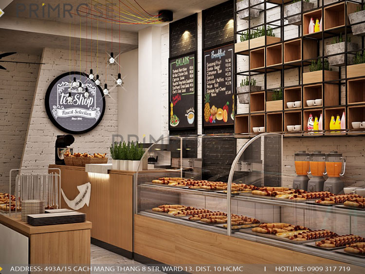 Thiết kế nội thất quán cafe kết hợp kinh doanh bánh ngọt |PrimRose